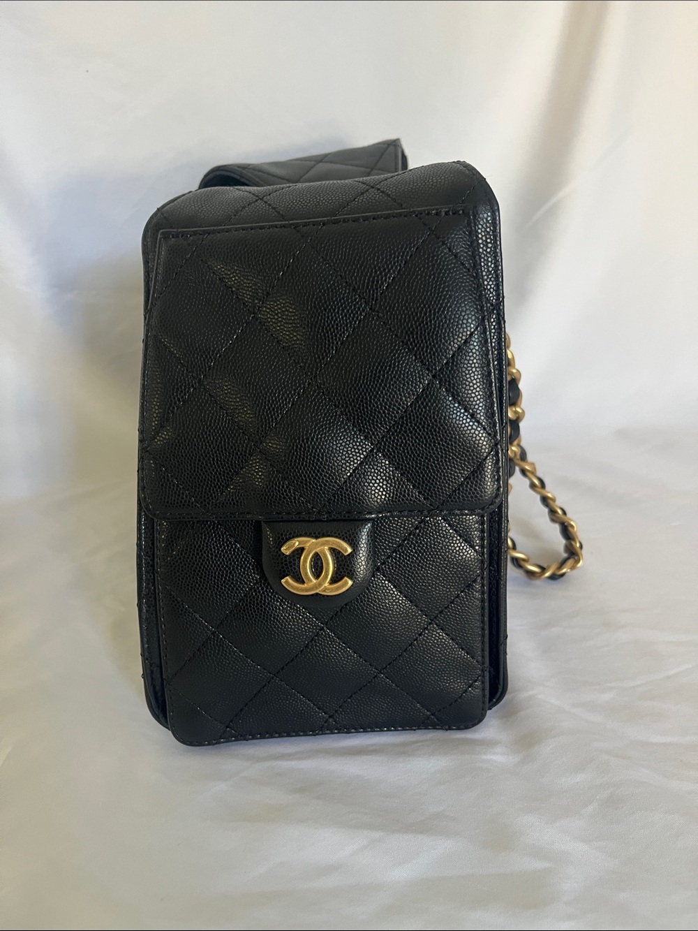 CHANEL Quilted Caviar Small 25 Bag Black Gold Hardware Like New - Picture 3 of 8